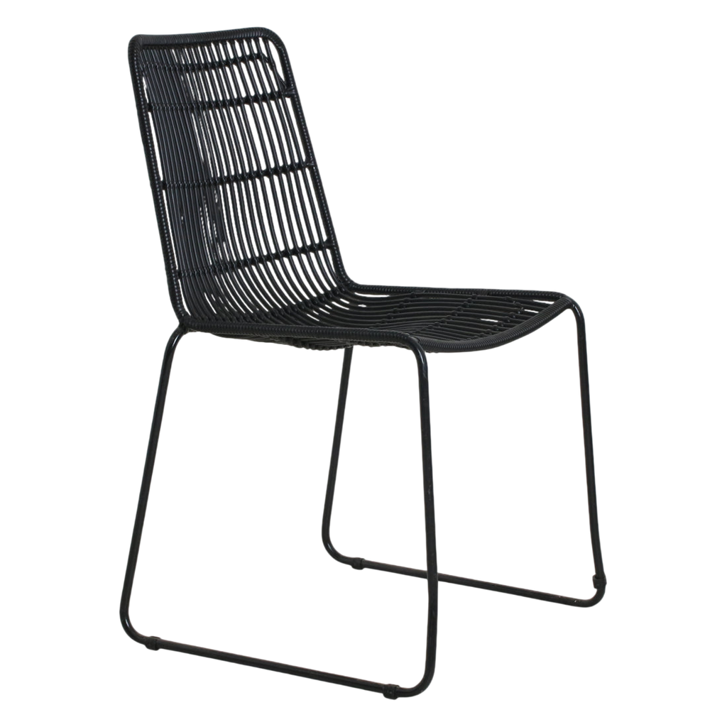 Chaise de jardin noire en métal et rotin synthétique, lot de 2