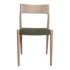 Chaise de jardin en teck clair et corde vert olive, lot de 2