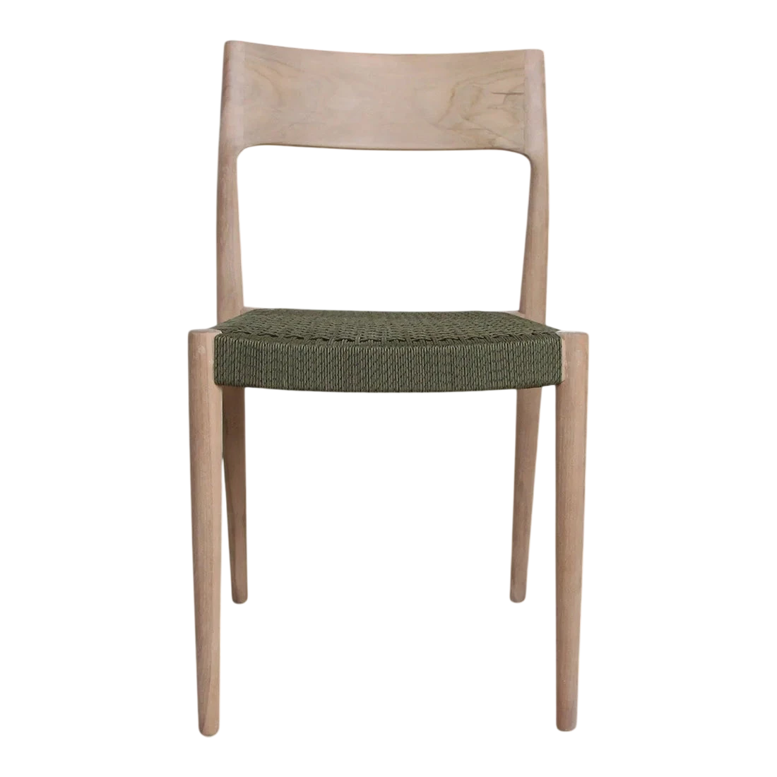 Chaise de jardin en teck clair et corde vert olive, lot de 2