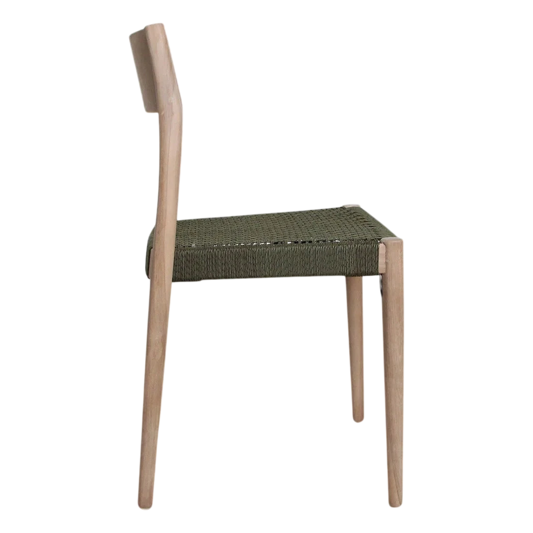 Chaise de jardin en teck clair et corde vert olive, lot de 2