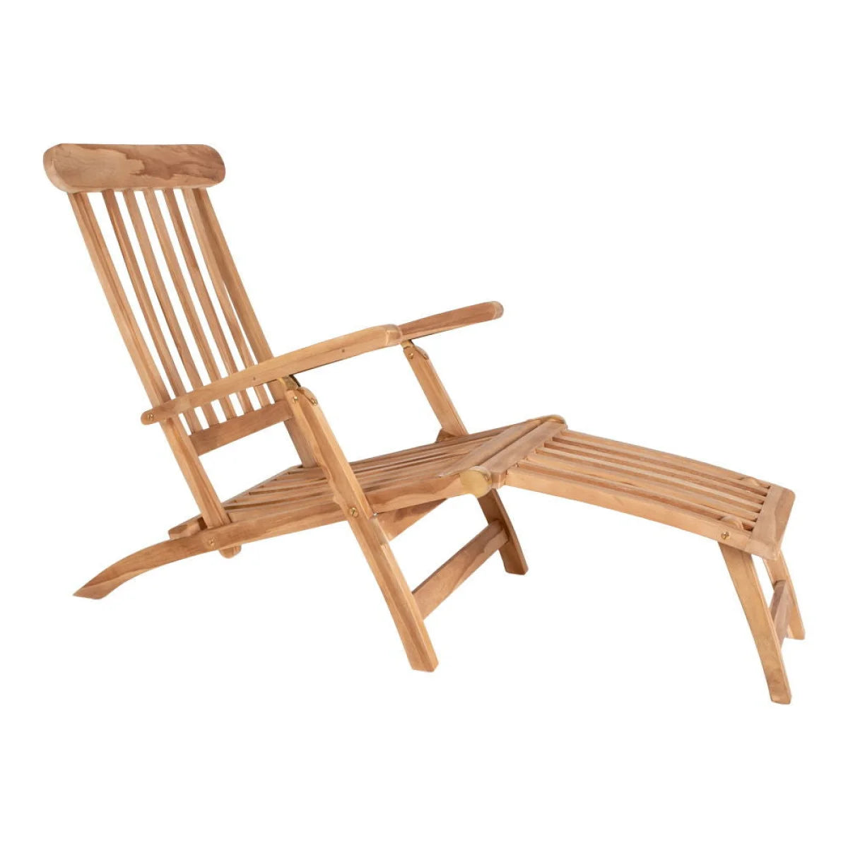 Chaise longue en teck pliante, dossier réglable, 150x60 cm