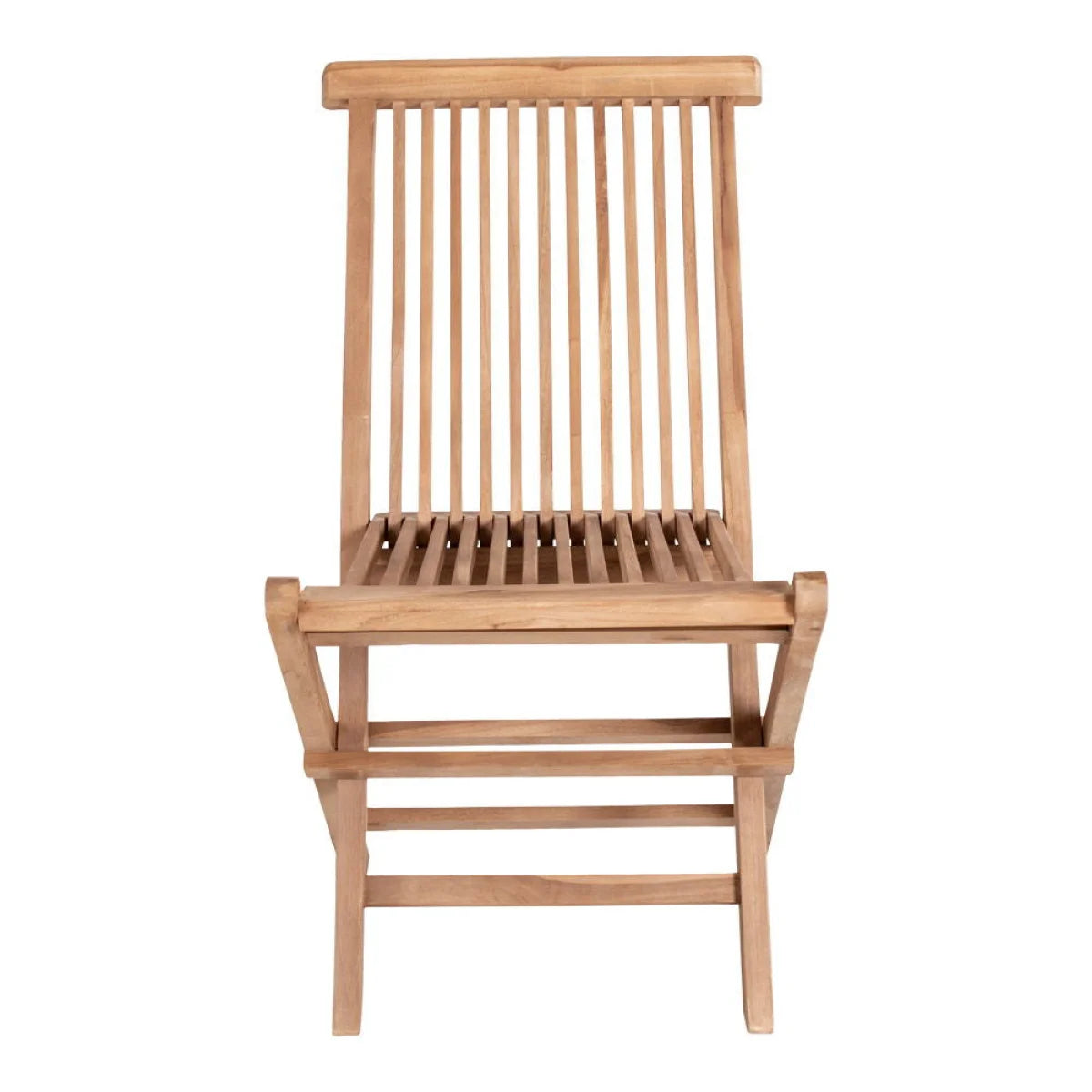 Chaise pliante en teck clair à lattes verticales, lot de 2