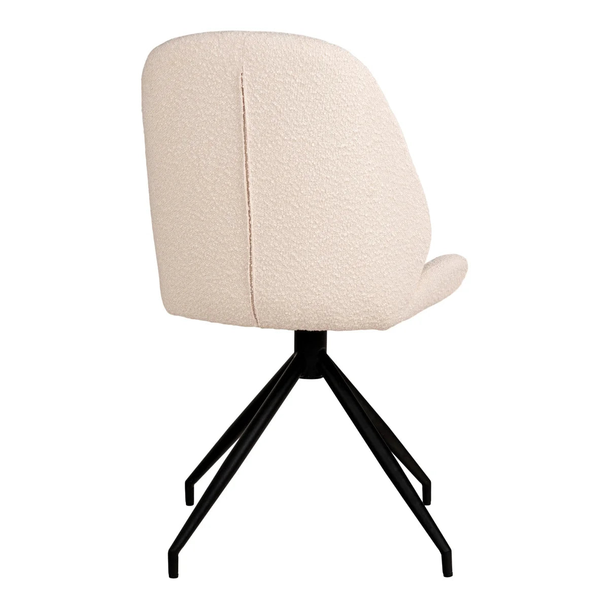 Chaise bouclée crème pieds noirs arrondis, set de 2