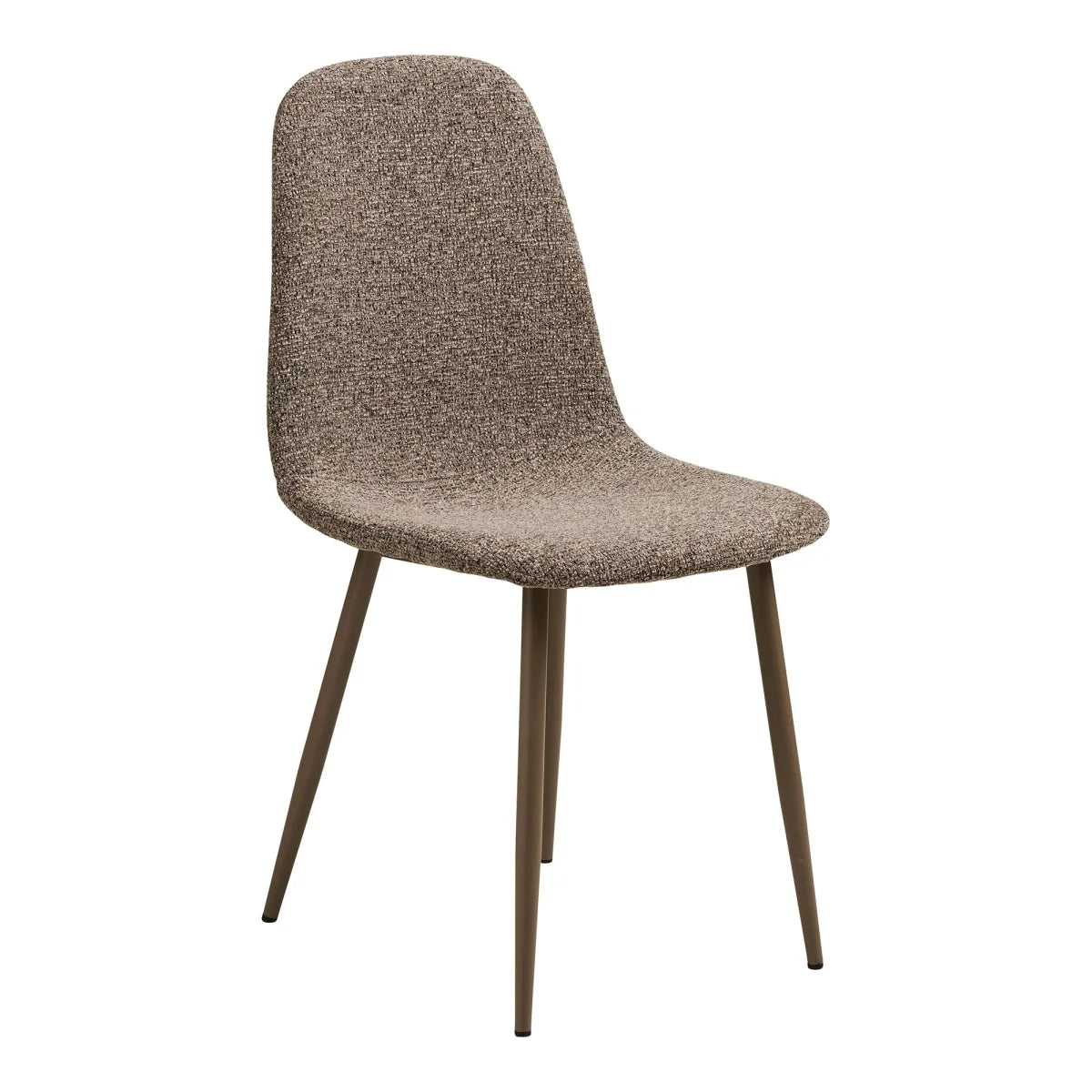Chaise de salle à manger taupe texturée, pieds métal coniques - Set de 2