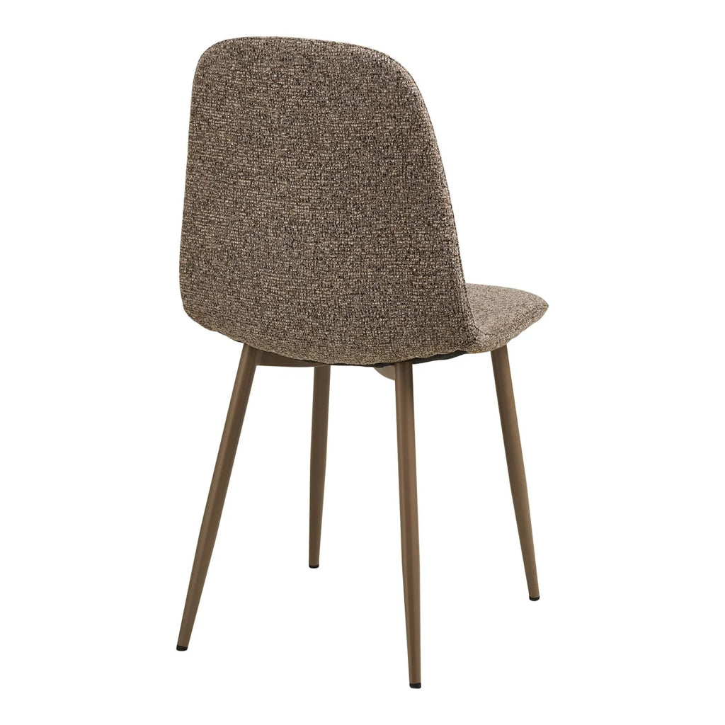 Chaise de salle à manger bouclée taupe beige, pieds métal, set de 2