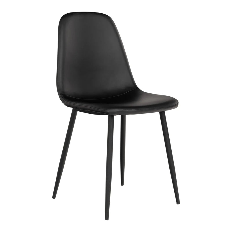 Chaise de salle à manger noire en simili cuir avec pieds fuselés noirs – Set de 2