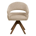 Chaise pivotante sable avec accoudoirs, dossier courbé et base étoilée chêne