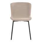 Chaise de salle à manger en tissu bouclé beige et pieds noirs, set de 2