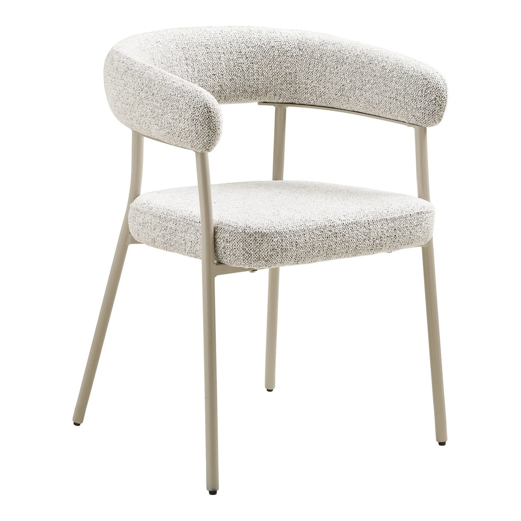 Lot de 2 chaises salle à manger en tissu bouclé sable avec accoudoirs beige texturé et pieds métal fins