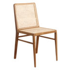 Chaise en teck et cannage naturel pour salle à manger – Lot de 2