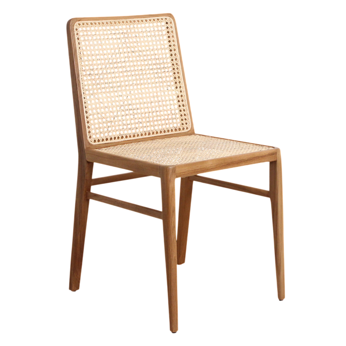Chaise en teck et cannage naturel pour salle à manger – Lot de 2