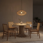 Chaise en teck et cannage naturel pour salle à manger – Lot de 2