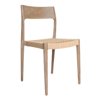 Chaise en teck clair et corde tressée, lot de 2, minimaliste