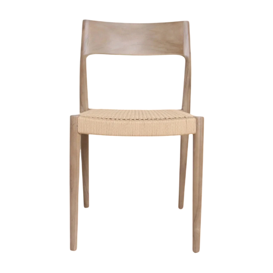 Chaise en teck clair et corde tressée minimaliste, lot de 2 pour jardin