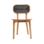 Chaise en teck recyclé avec dossier corde noire 80 cm