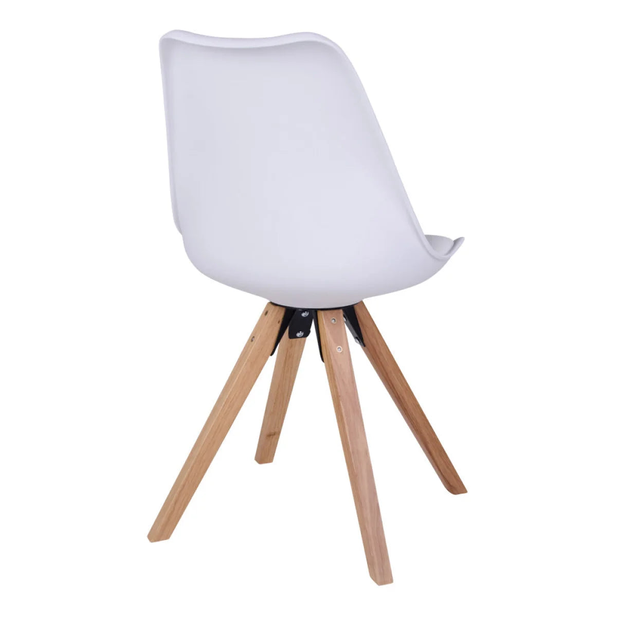 Chaise de salle à manger blanche moulée, pieds bois clair et connecteurs métal noir - Set de 2