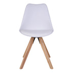 Chaise de salle à manger blanche moulée, pieds bois clair, set de 2