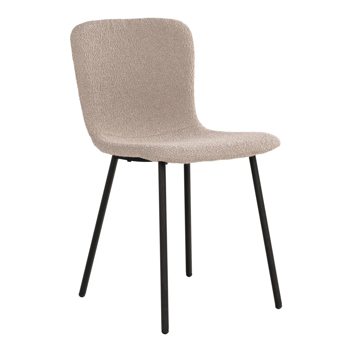 Chaise en tissu bouclé beige avec pieds noirs en métal, lot de 4
