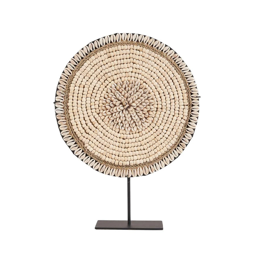 Coquillage décoratif sur socle en cauris blanc naturel, H40 cm