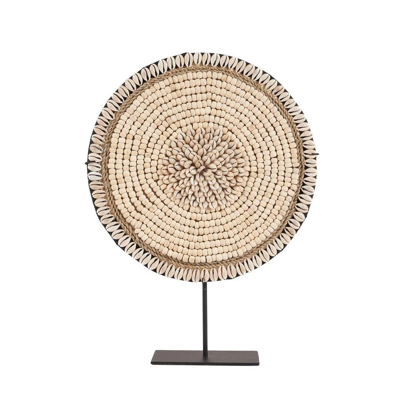 Coquillage décoratif sur socle en cauris blanc naturel – H40 cm