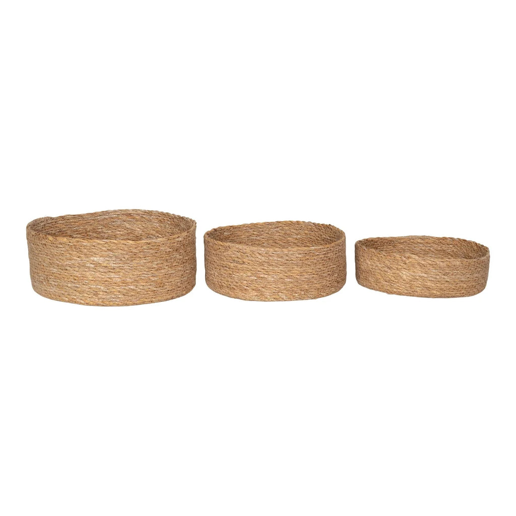 Set de 3 corbeilles rondes en jonc de mer tressé naturel