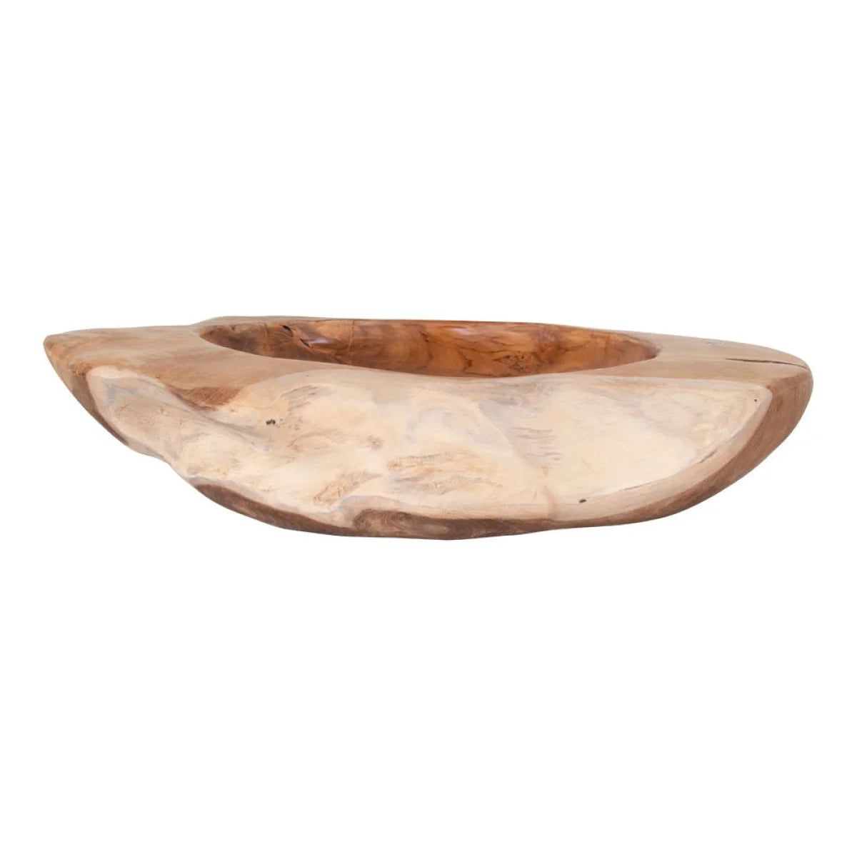 Coupe décorative en bois de teck massif forme organique Ø40 cm
