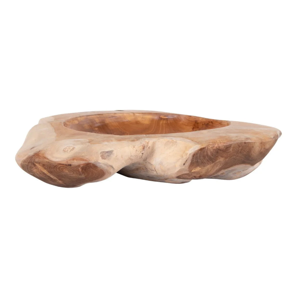 Coupe décorative en bois de teck massif forme organique Ø40 cm