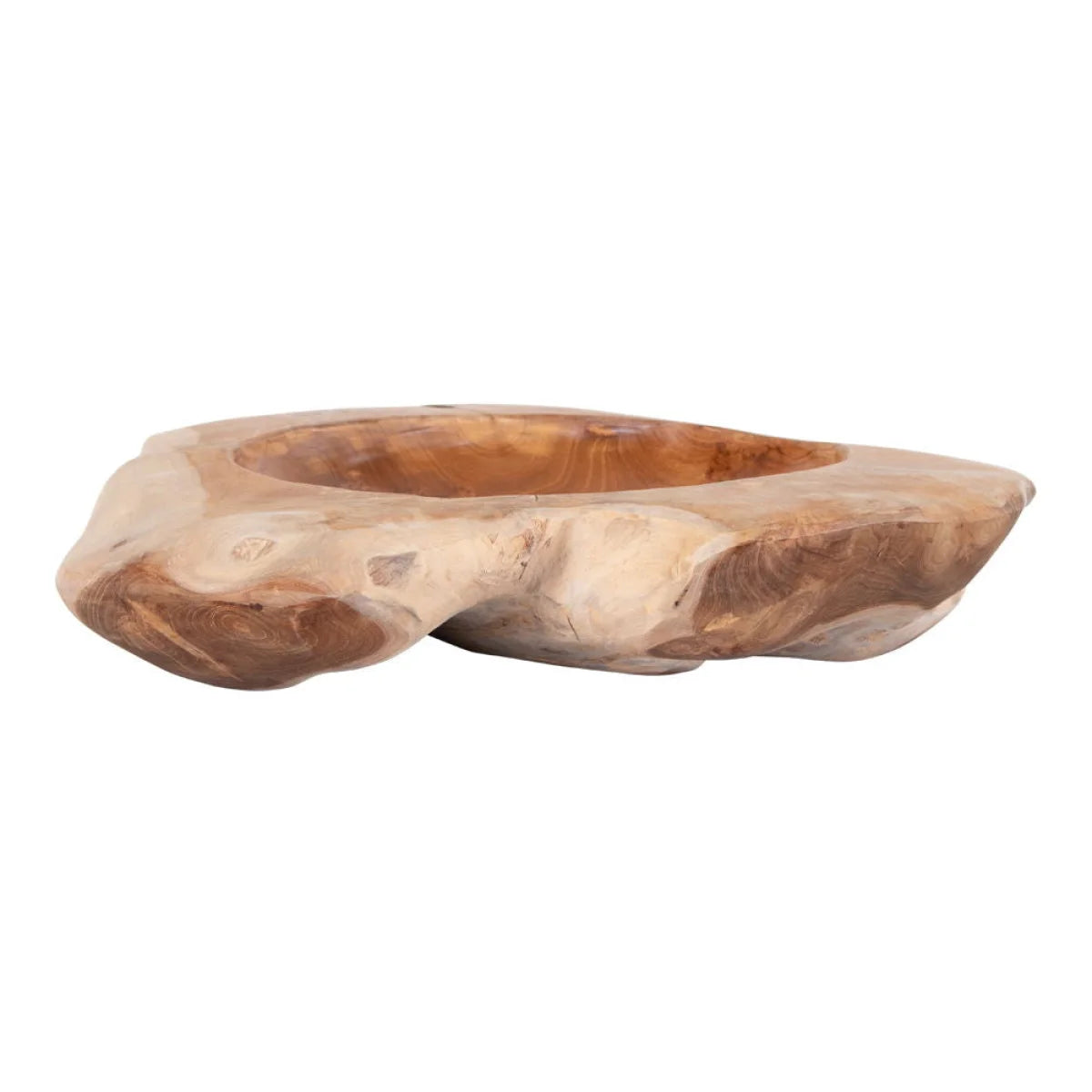 Coupe décorative en bois de teck massif forme organique Ø40 cm