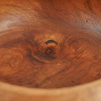 Coupe décorative ronde en bois de teck massif, grain naturel tourbillonnant
