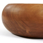 Coupe décorative ronde en bois de teck massif, fini ambré lisse