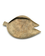 Plat décoratif poisson en laiton doré martelé avec gravures détaillées