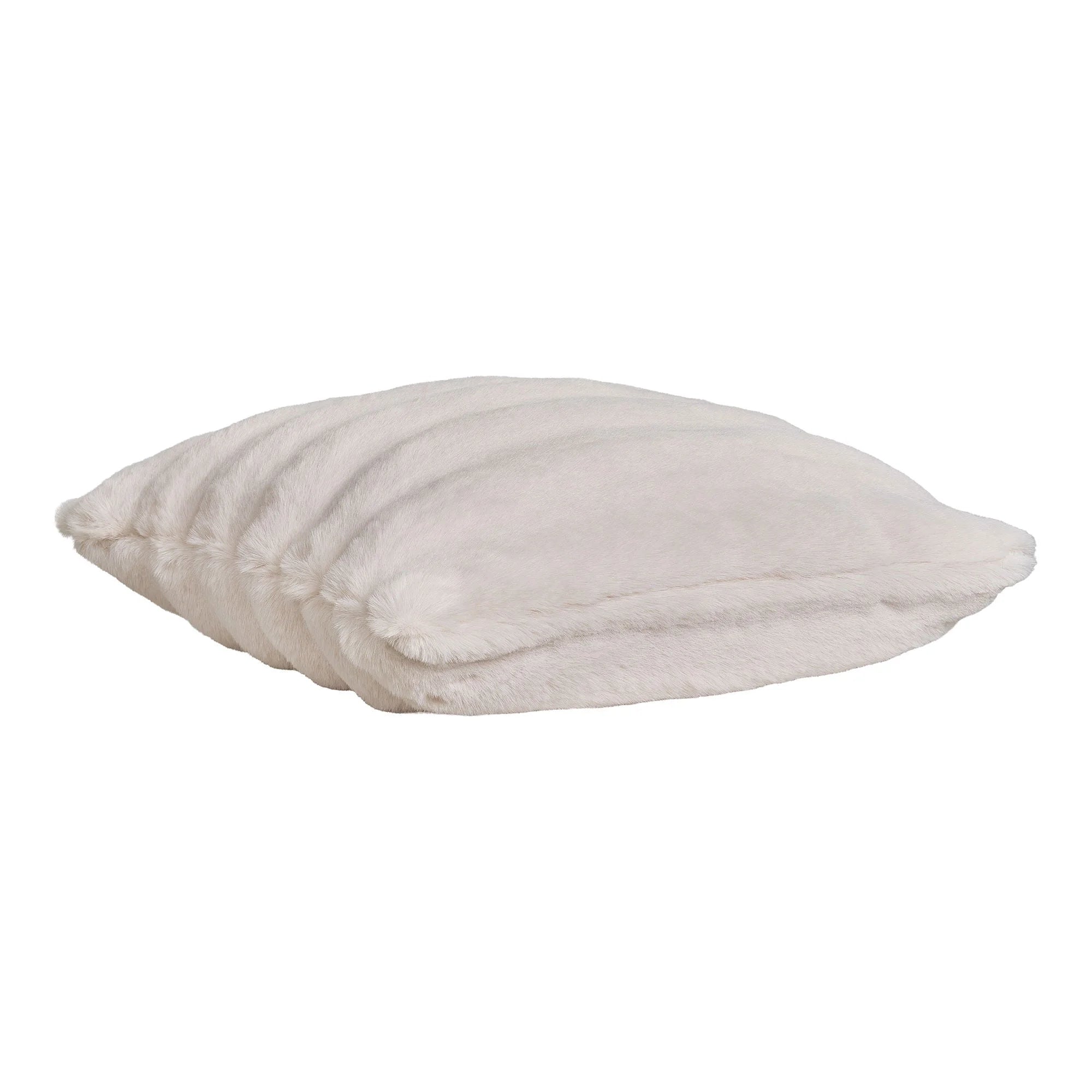 Coussin décoratif en fausse fourrure écrue moelleuse, carré et texturé