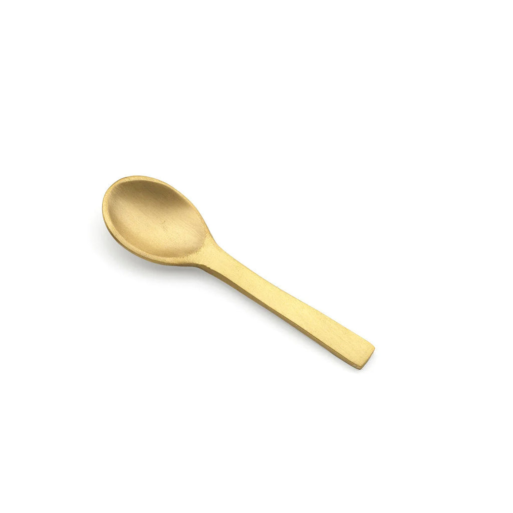 Cuillère à sel en laiton doré façonnée main, design minimaliste lisse