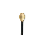 Cuillère à sel en laiton doré et noir mat patiné, design minimaliste