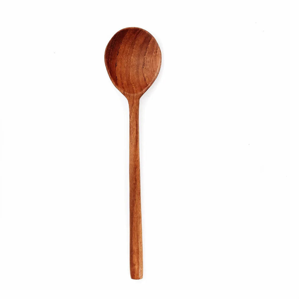 Cuillère en bois de teck ovale marron naturel pour la cuisine saine et écologique