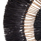 Décoration murale ronde en feuilles de bananier noir et naturel – Ø110 cm