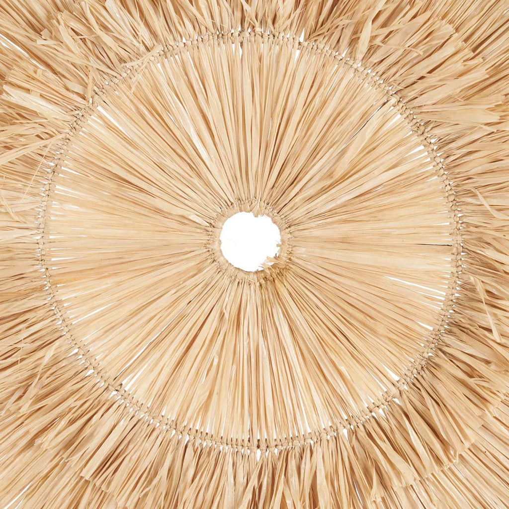 Décoration murale ronde en sisal naturel avec franges – Ø85 cm