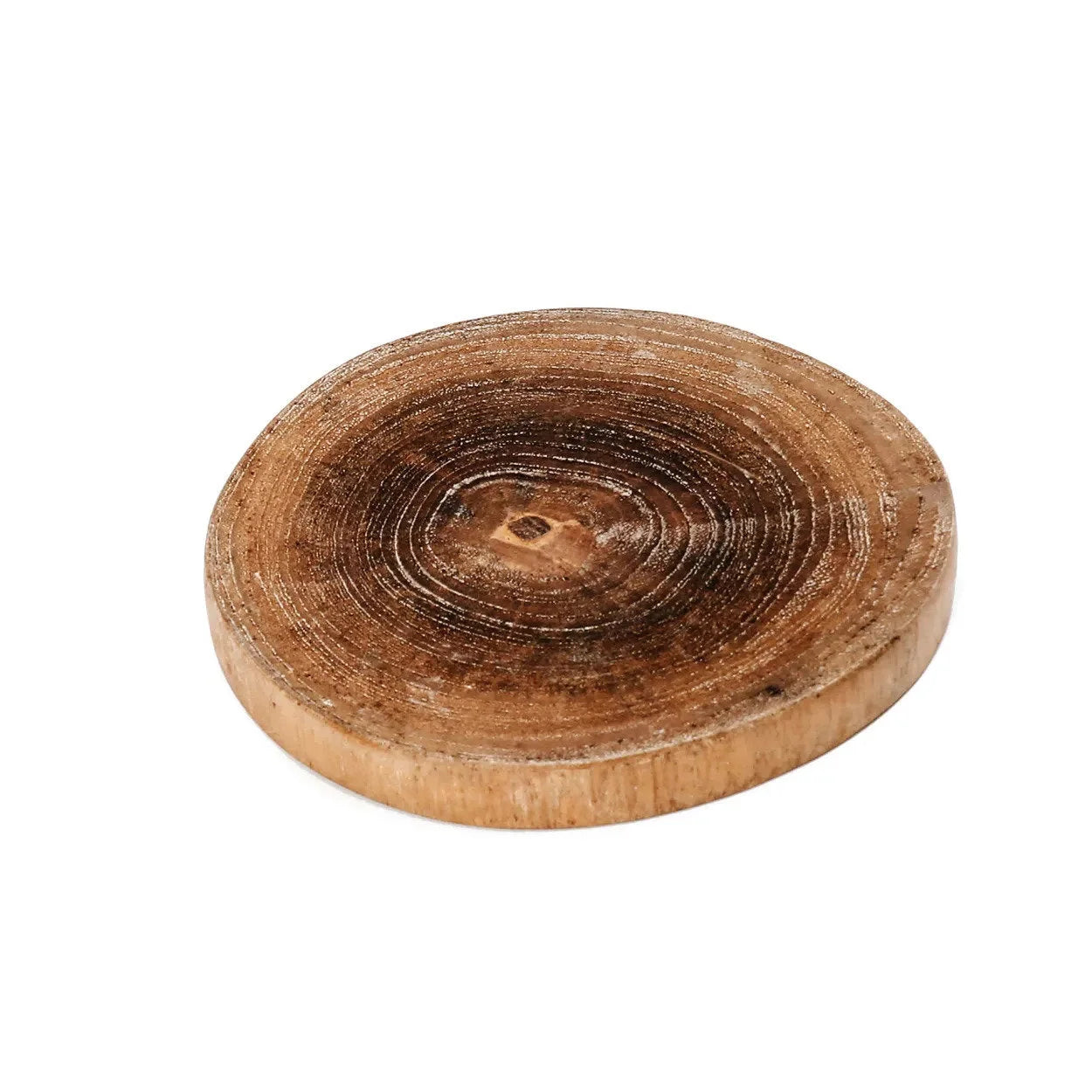 Dessous de verre rond en racine de teck, planche à découper en bois rustique ø10 cm