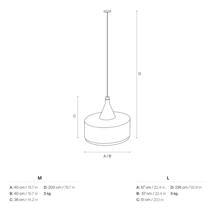 Schéma technique de la suspension en rotin tressé avec dimensions et poids.