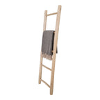 Échelle décorative en bois de teck naturel avec couverture grise tissée