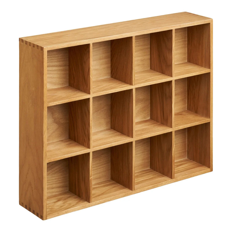 Étagère murale en bois de chêne naturel à 12 cases – 39x11x51 cm