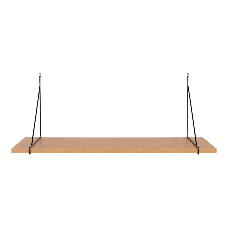 Étagère murale bois clair et métal noir rectangulaire – 80x29 cm