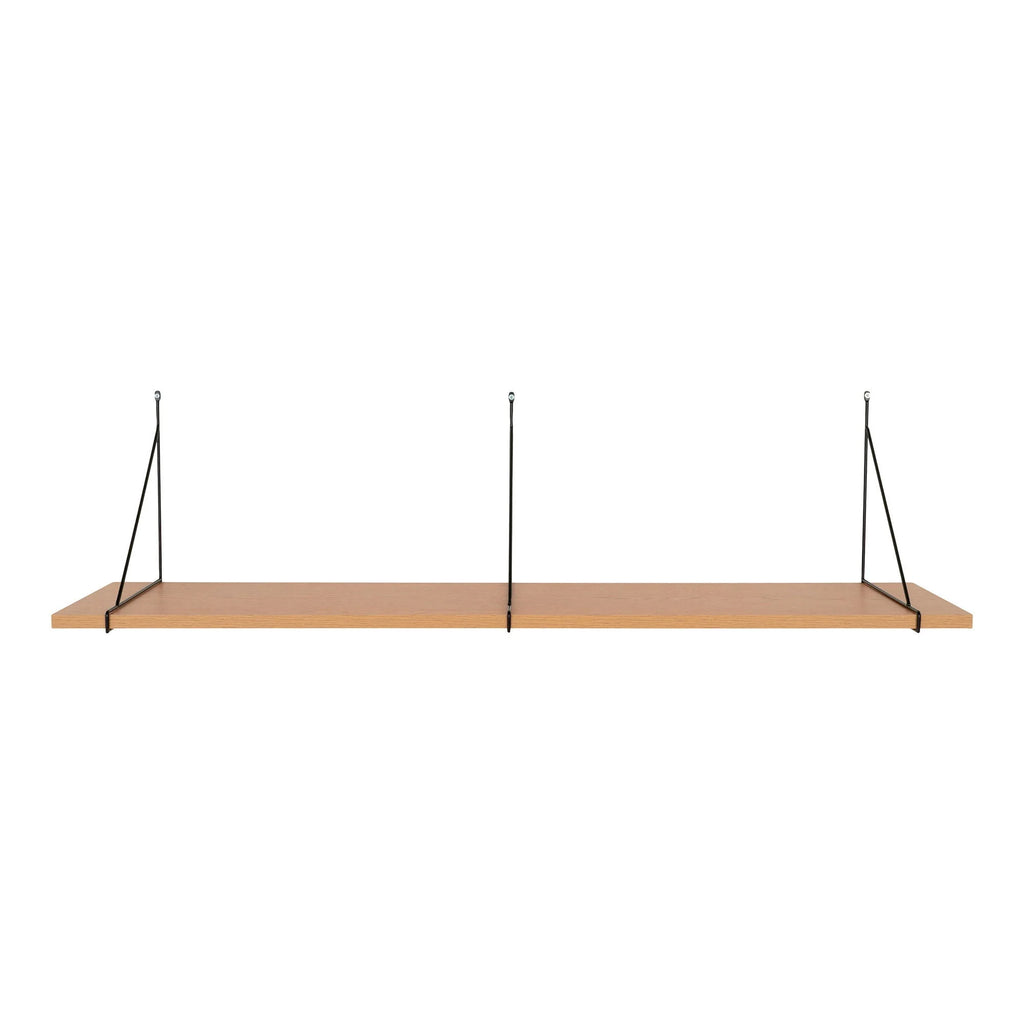 Étagère murale suspendue en bois naturel et métal noir 120x29 cm