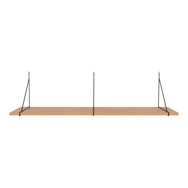 Étagère murale en bois naturel et métal noir suspendue – 120x29 cm