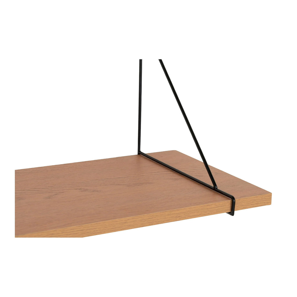 Étagère murale suspendue en bois de chêne clair et métal noir, 120x29 cm