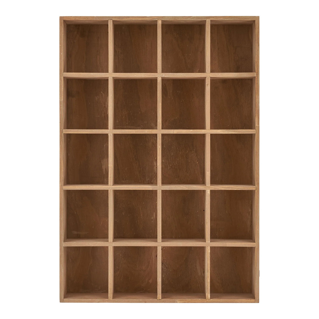 Étagère murale en bois de pin naturel à 16 casiers, 44x10x63 cm