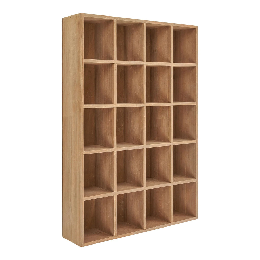 Étagère murale en bois de pin naturel à casiers, 44x10x63 cm