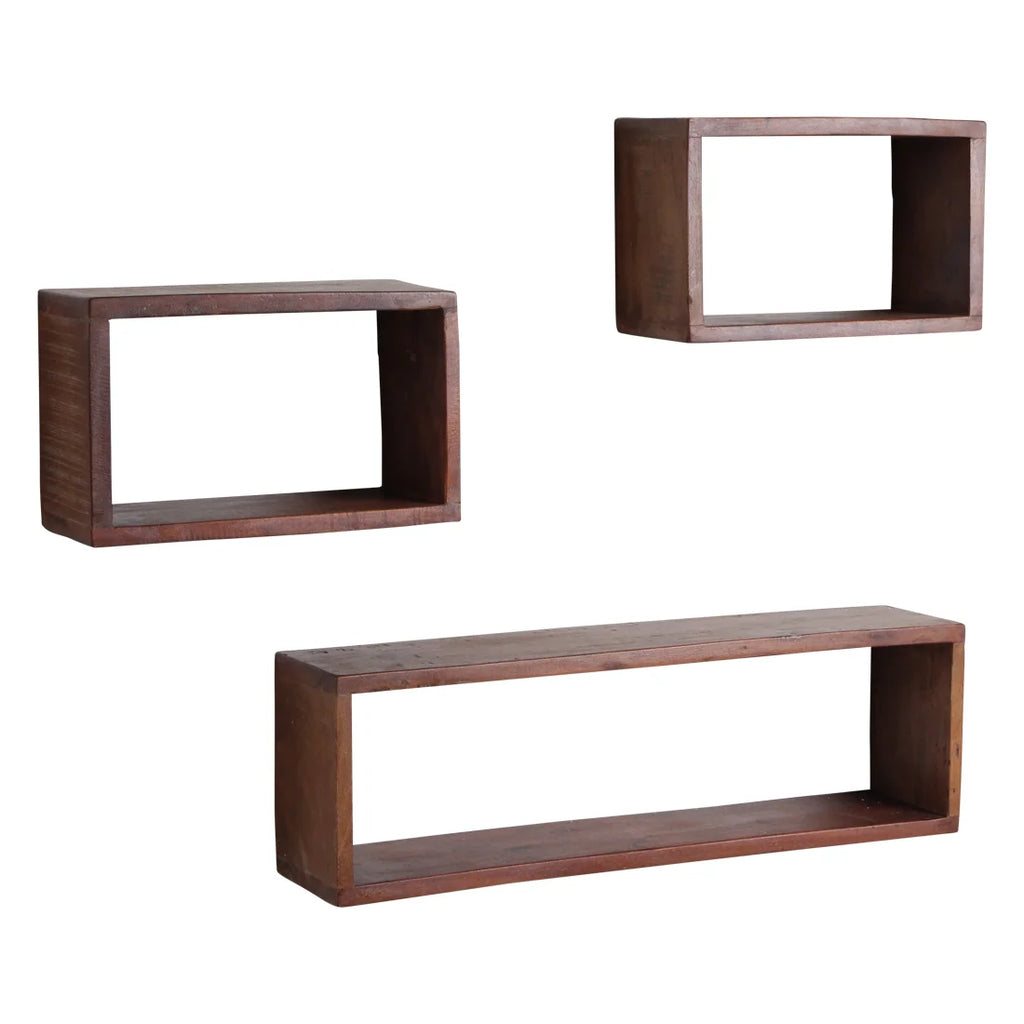 Étagère murale en bois recyclé brun rectangulaire 70x15 cm