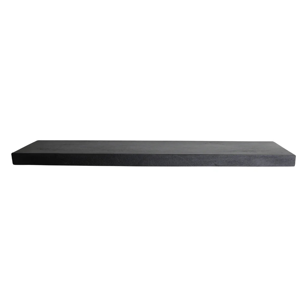 Étagère murale flottante noire 80x18 cm, vue arrière, métal mat rectangulaire