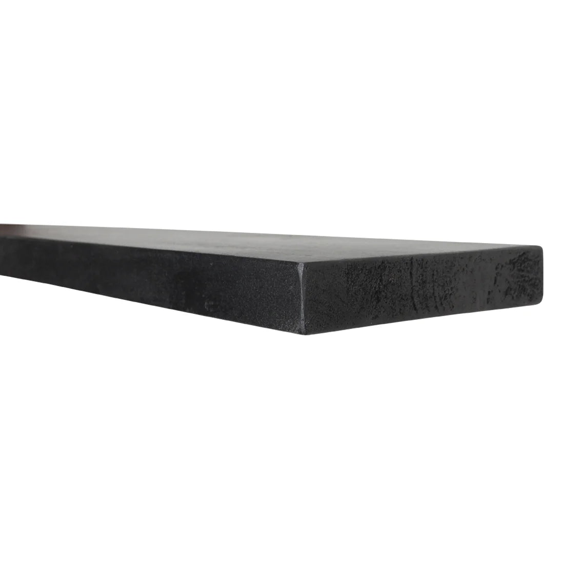Barre métallique noire rectangulaire mate usée, pour étagère murale flottante 80x18 cm